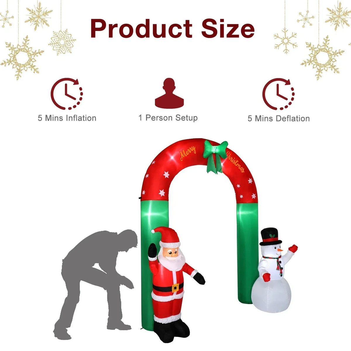 2.4M Christmas Arch Inflatable with Santa & Snowman & LED Lights Outdoor Decor CorbyCart