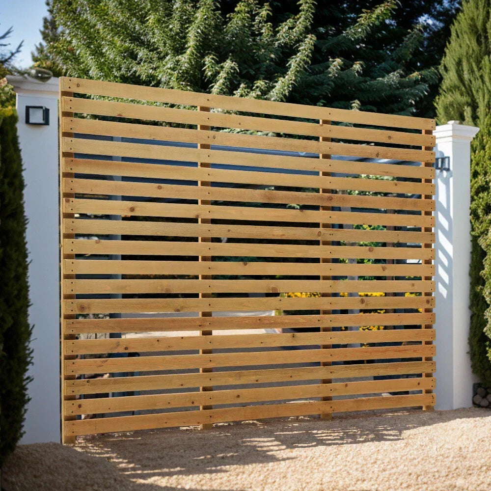 6ft Contemporary Slatted Rough Sawn Treated Fence Panel Corbycart