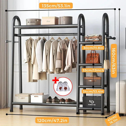 Heavy Duty Double Clothes Rail Rack Garment Hanging Stand Open Wardrobe Shelf CorbyCart