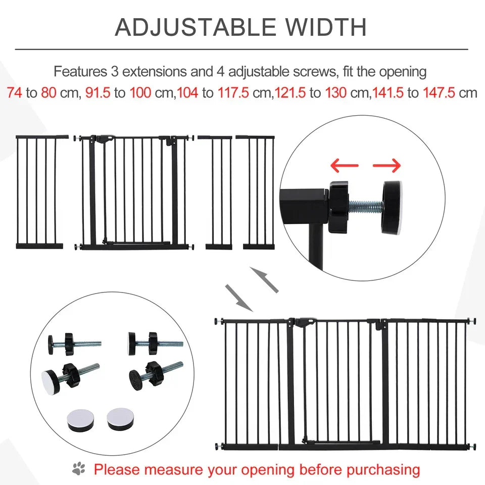 BabyDan Black Extra Wide Self Closing Kids Pressure Fit Stair Safety Gate Corbycart