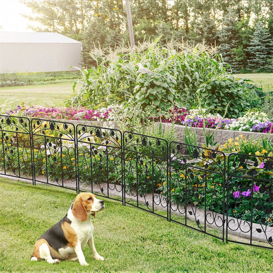 Garden Fence 5 Panels Metal Wrought Iron Railings Decorative Fencing CorbyCart
