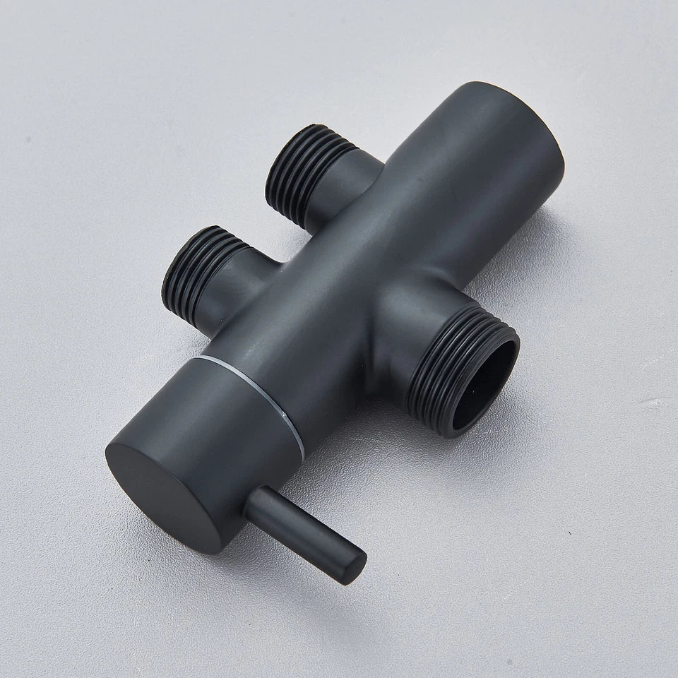 Black Exposed Bathroom Shower Twin Head Large Bar Set Square Valve Rail Hose Tap CorbyCart