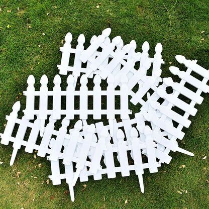 4,8,12 PCS White Plastic Picket Fencing Wooden Effect Lawn Border Edge Garden Edging Corbycart