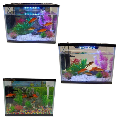 26L LED Glass Aquarium Fish Tank Starter Kit Fish Net, Led Light Air Pump CorbyCart