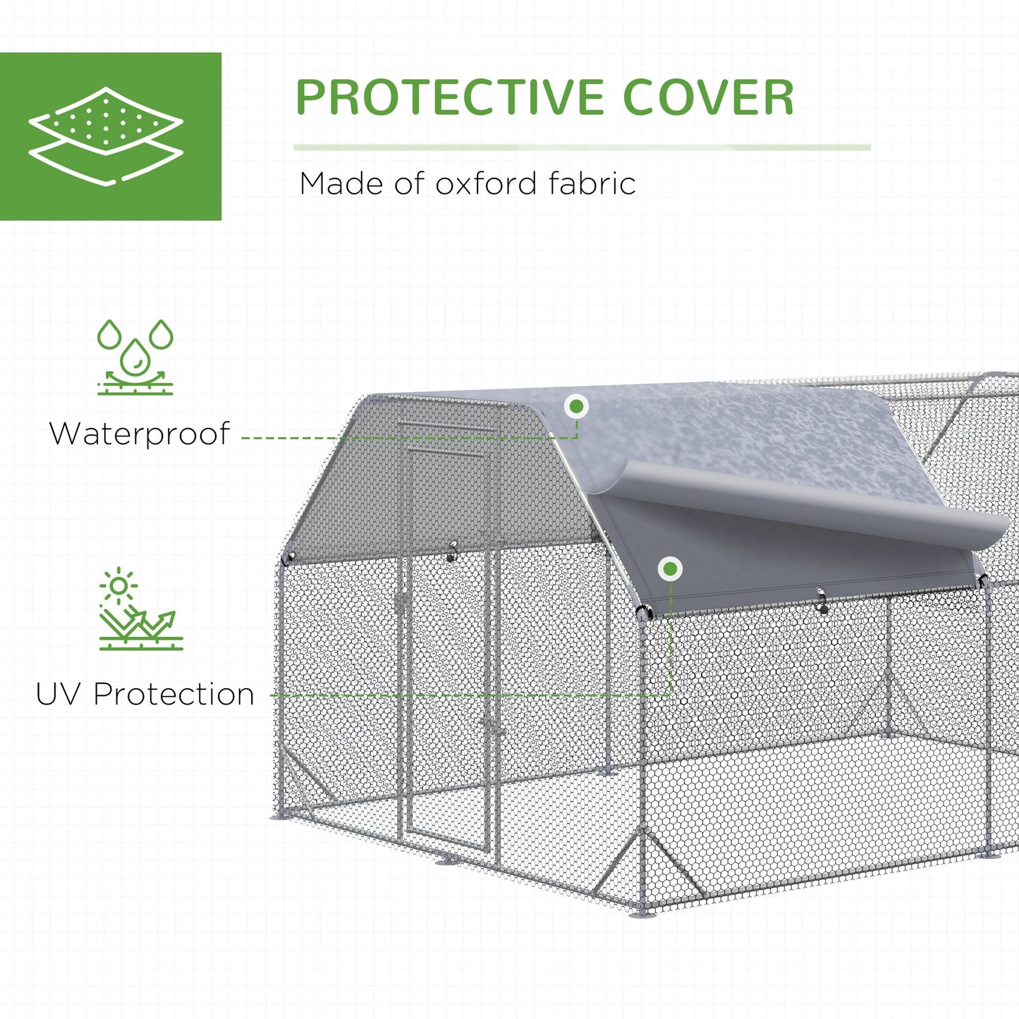Chicken Run W/ Roof, Walk In Chicken Coop, Hen House Duck Pen