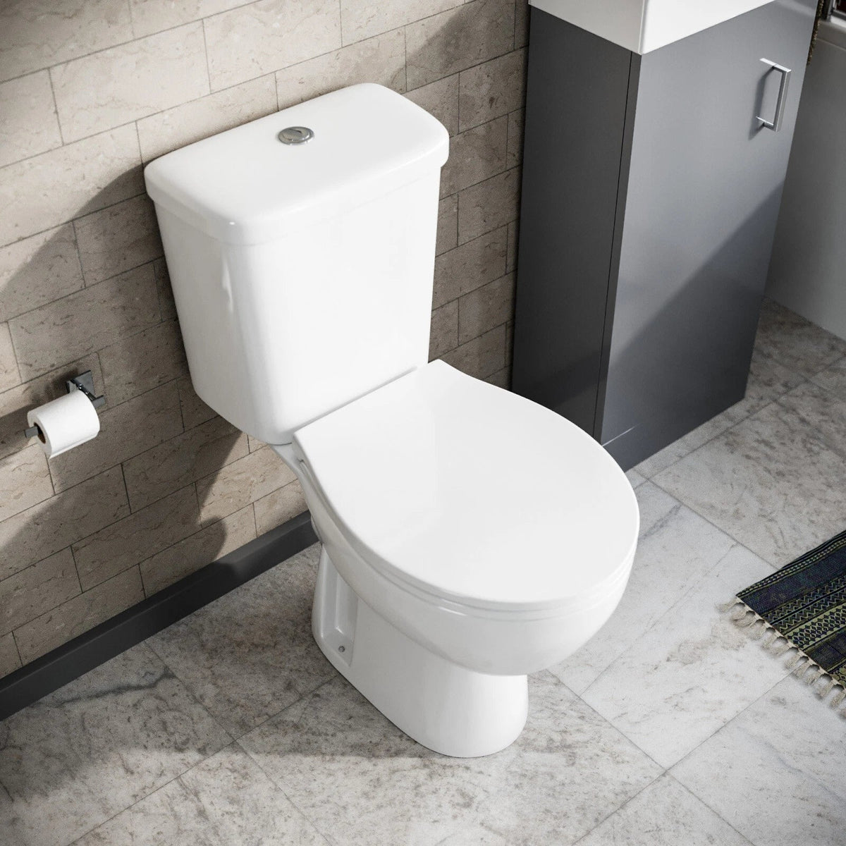 Nes Home Close Coupled Toilet Bathroom WC Pan, Toilet Seat & Cistern CorbyCart