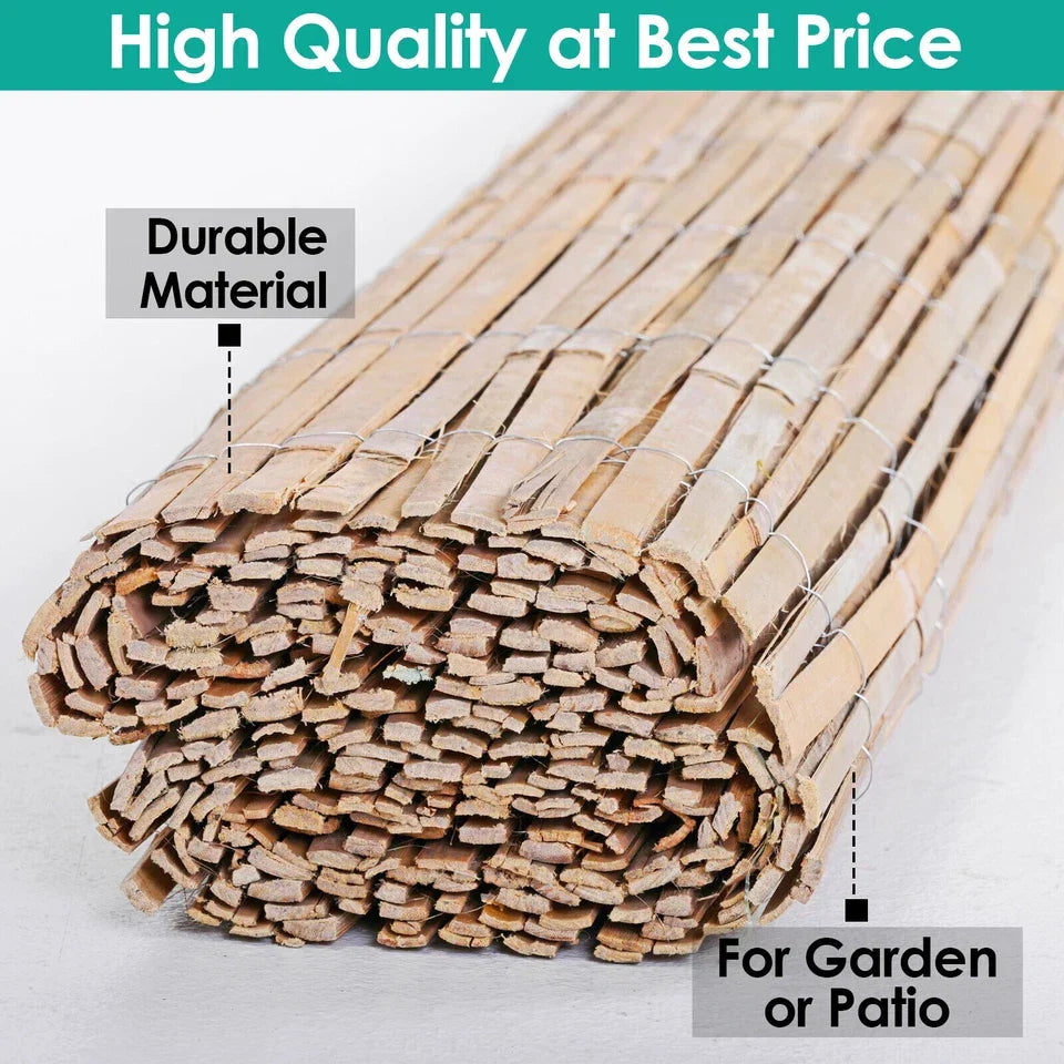 Bamboo Slat Fence Screen Roll Screening Fencing Privacy Sun Panel Garden Outdoor CorbyCart