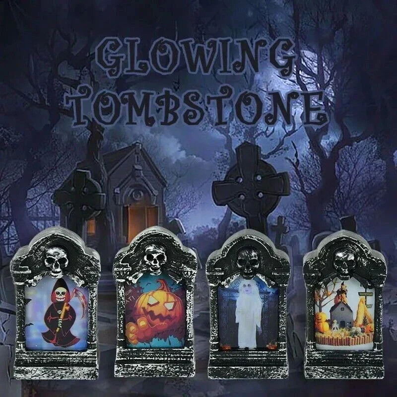 4x Halloween Light Up Tombstone Horror LED Game Props Outdoor Garden Party Decor CorbyCart