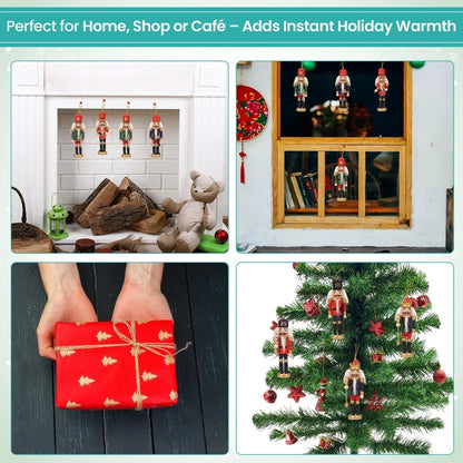6 Pcs Nutcracker Soldiers Wooden Christmas Tree Decorations Xmas Hanging Decor CorbyCart