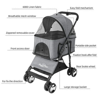 XXL Pet Stroller Pram Dog Carrier Trailer Stroller Travel Walk Carrier Load 30kg Corbycart