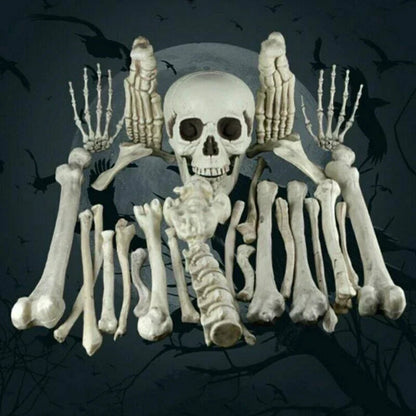 28PCS Bag of Bones Human Skull Skeleton Halloween Scary Pirate Party Decoration CorbyCart