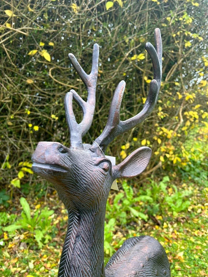 Aluminium Stag Garden Sculpture Ornament Cast Aluminium With Aged Finish Corbycart