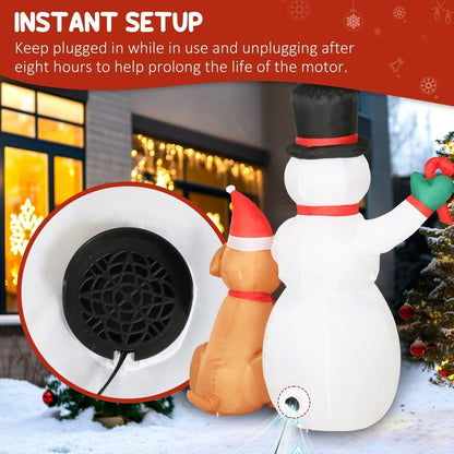 6FT Christmas Inflatables Snowman & Dog for Indoor Outdoor Decor CorbyCart