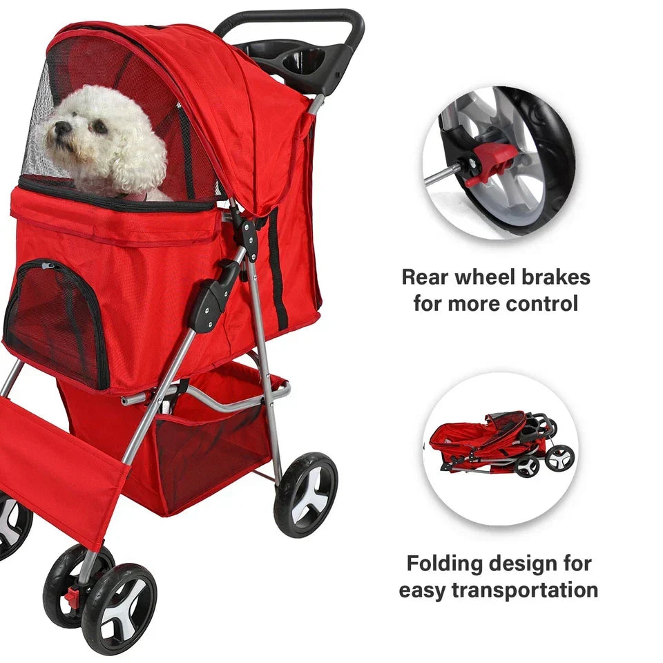 Pet Stroller Dog Cat Puppy Pram Pushchair Travel Cart Jogging Buggy Carrier Corbycart