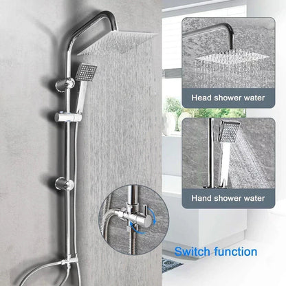 Shower Kit Twin Head 2 Mixer Shower Heads Rail Hose Riser Square Bathroom Set CorbyCart