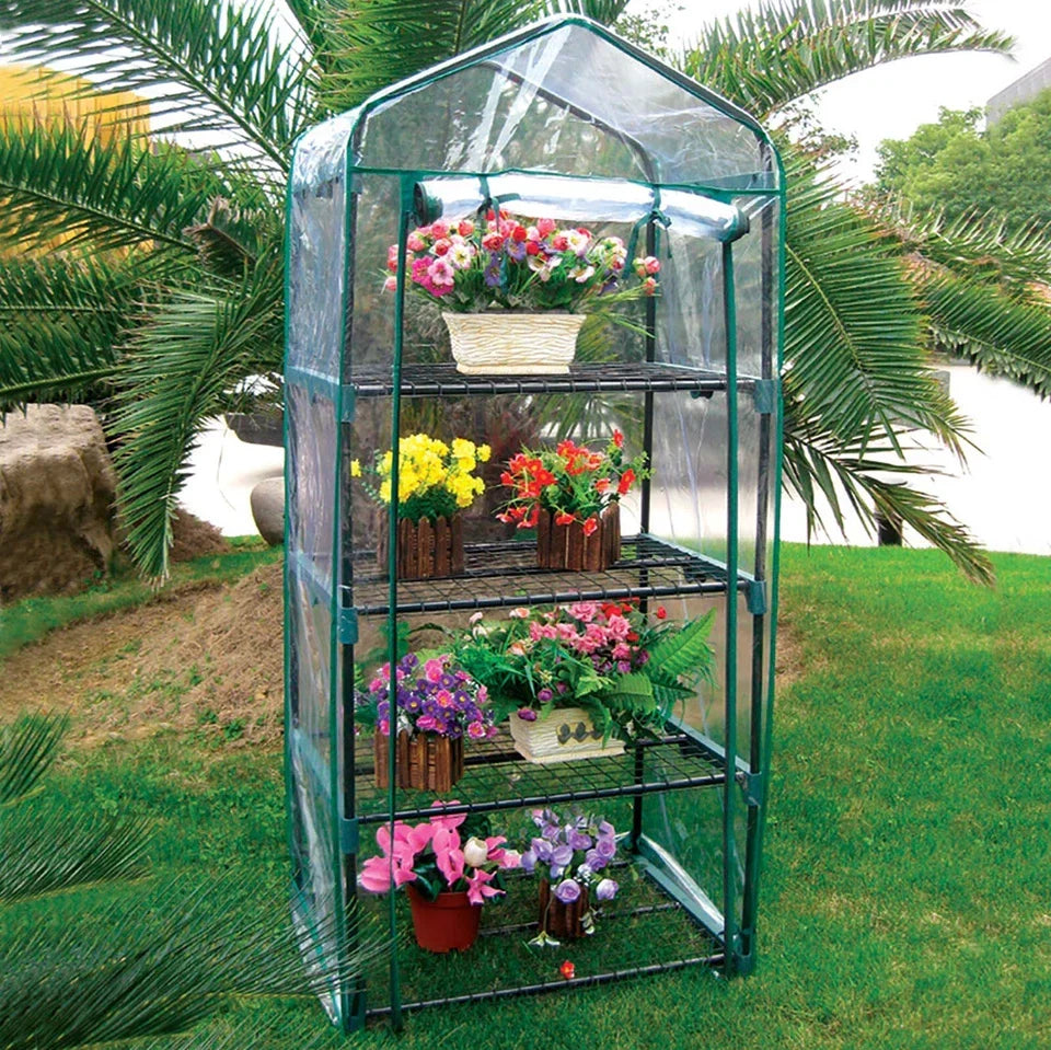 4 Tier Mini Greenhouse Outdoor Garden Plants Grow Green House with PVC Cover Corbycart