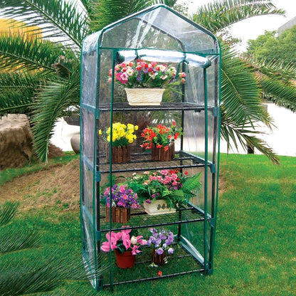 4 Tier Mini Greenhouse Outdoor Garden Plants Grow Green House with PVC Cover Corbycart