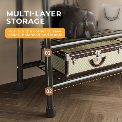 Heavy Duty Double Clothes Rail Rack Garment Hanging Stand Open Wardrobe Shelf CorbyCart