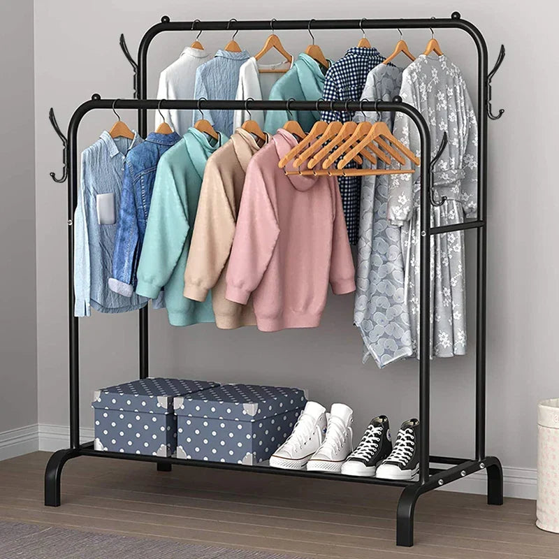 Heavy Duty Double Clothes Rail Hanging Rack Garment Shoes Storage CorbyCart