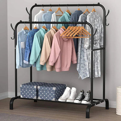 Heavy Duty Double Clothes Rail Hanging Rack Garment Shoes Storage CorbyCart