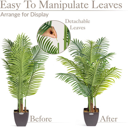 Artificial Areca Palm Tree Natural Looking Faux Plant in Pot