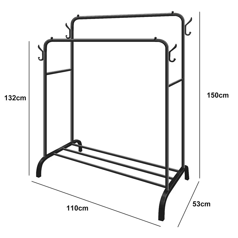Heavy Duty Double Clothes Rail Hanging Rack Garment Shoes Storage CorbyCart