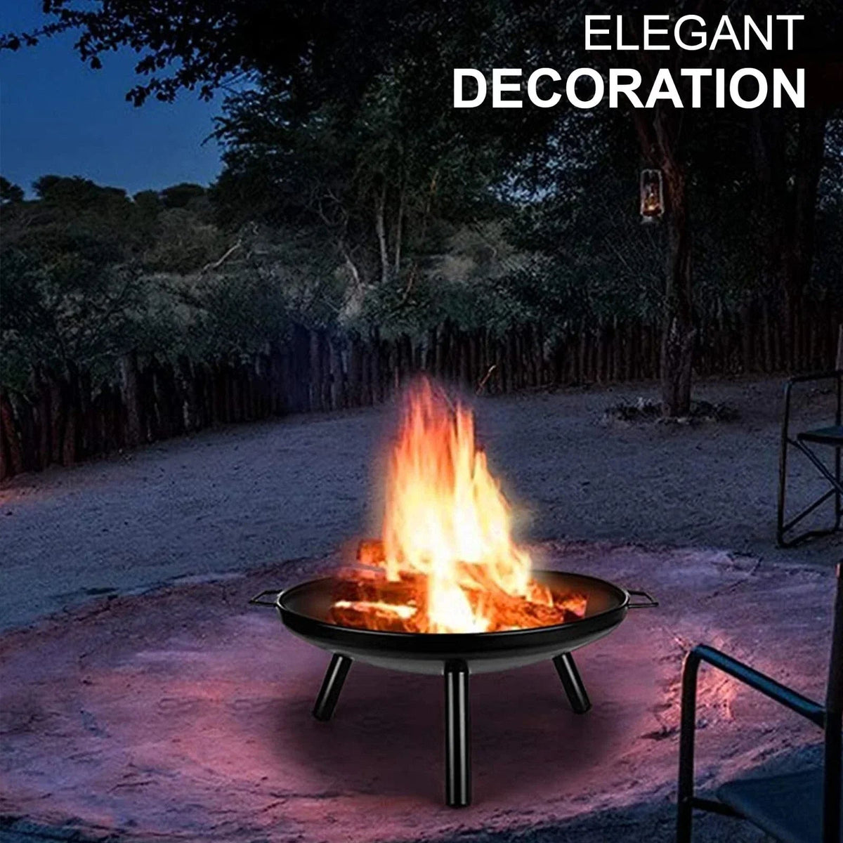 24" Round Fire Pit Folding Patio Garden Bowl Outdoor Camping Heater Log Burner Corbycart