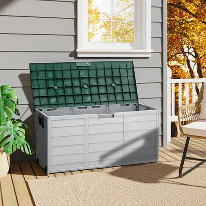 LARGE PLASTIC GARDEN STORAGE BOX OUTDOOR WATERPROOF DECK CONTAINER