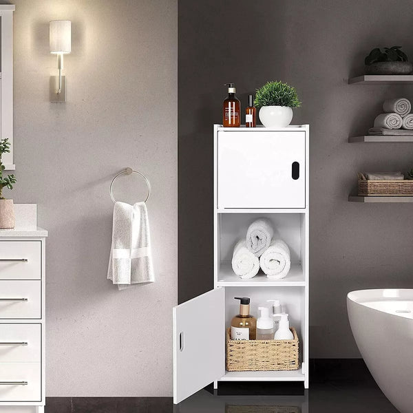 Waterproof Bathroom Storage Cabinet Free Standing Cabinet Organizer Unit White CorbyCart