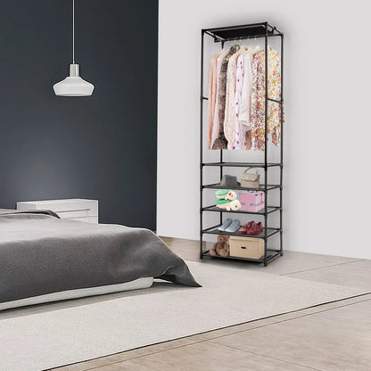 Heavy Duty Clothes Rail Garment Hanging Rack Shoe Storage Shelf Display Black CorbyCart