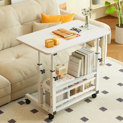Adjustable Height Small PC Computer Desk Mobile Overbed Table Laptop Stand Shelf