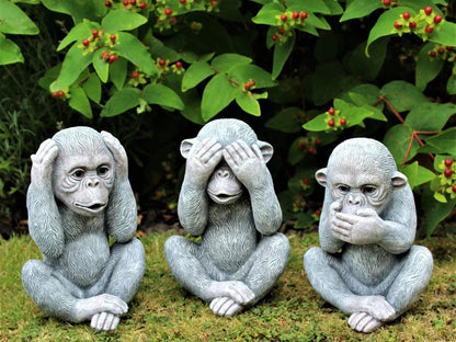 3 Wise Monkey Garden Ornaments See, Speak, Hear No Evil Monkey Corbycart