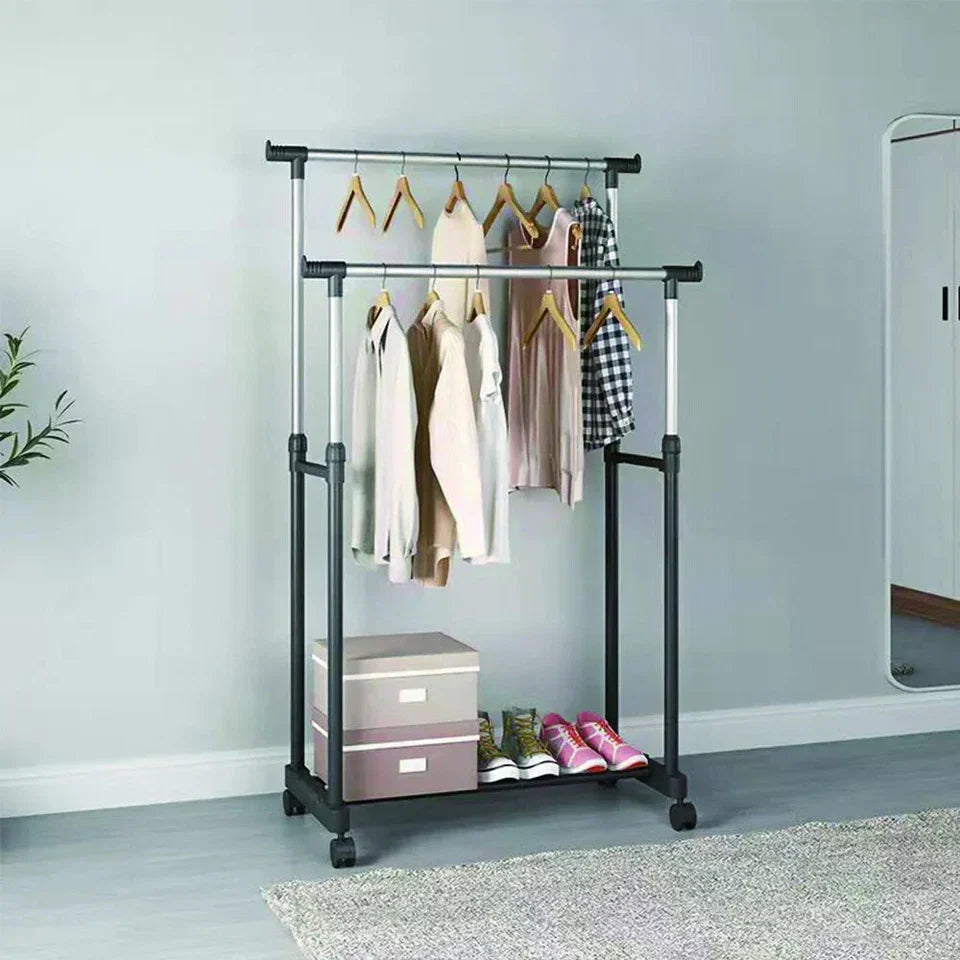 Metal Clothes Rail Storage Garment Shelf Hanging Display Stand Rack CorbyCart
