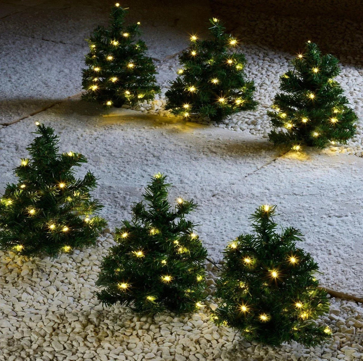 6 x Pre Lit Garden Christmas Tree Path Lights 90 LED Set Lawn Outdoor Decoration CorbyCart