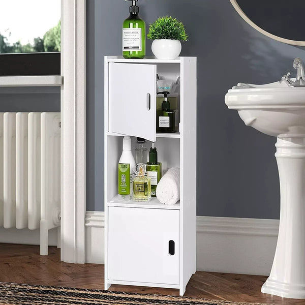 Waterproof Bathroom Storage Cabinet Free Standing Cabinet Organizer Unit White CorbyCart