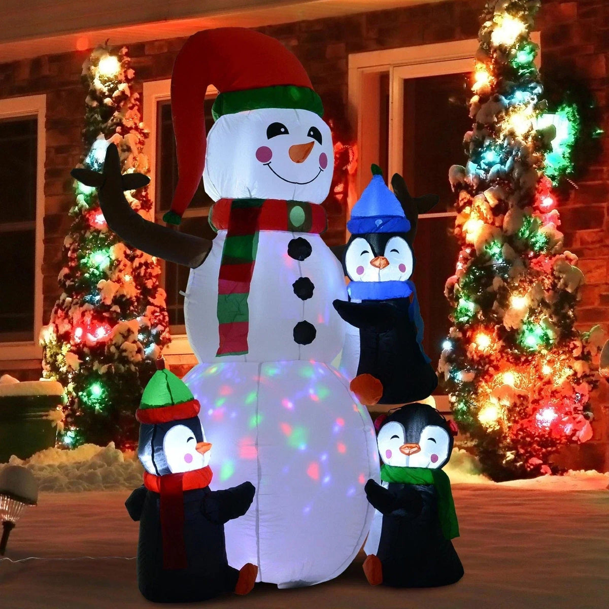 6ft Inflatable Christmas Decoration Snowman Three Penguins LED Lighted Outdoor CorbyCart