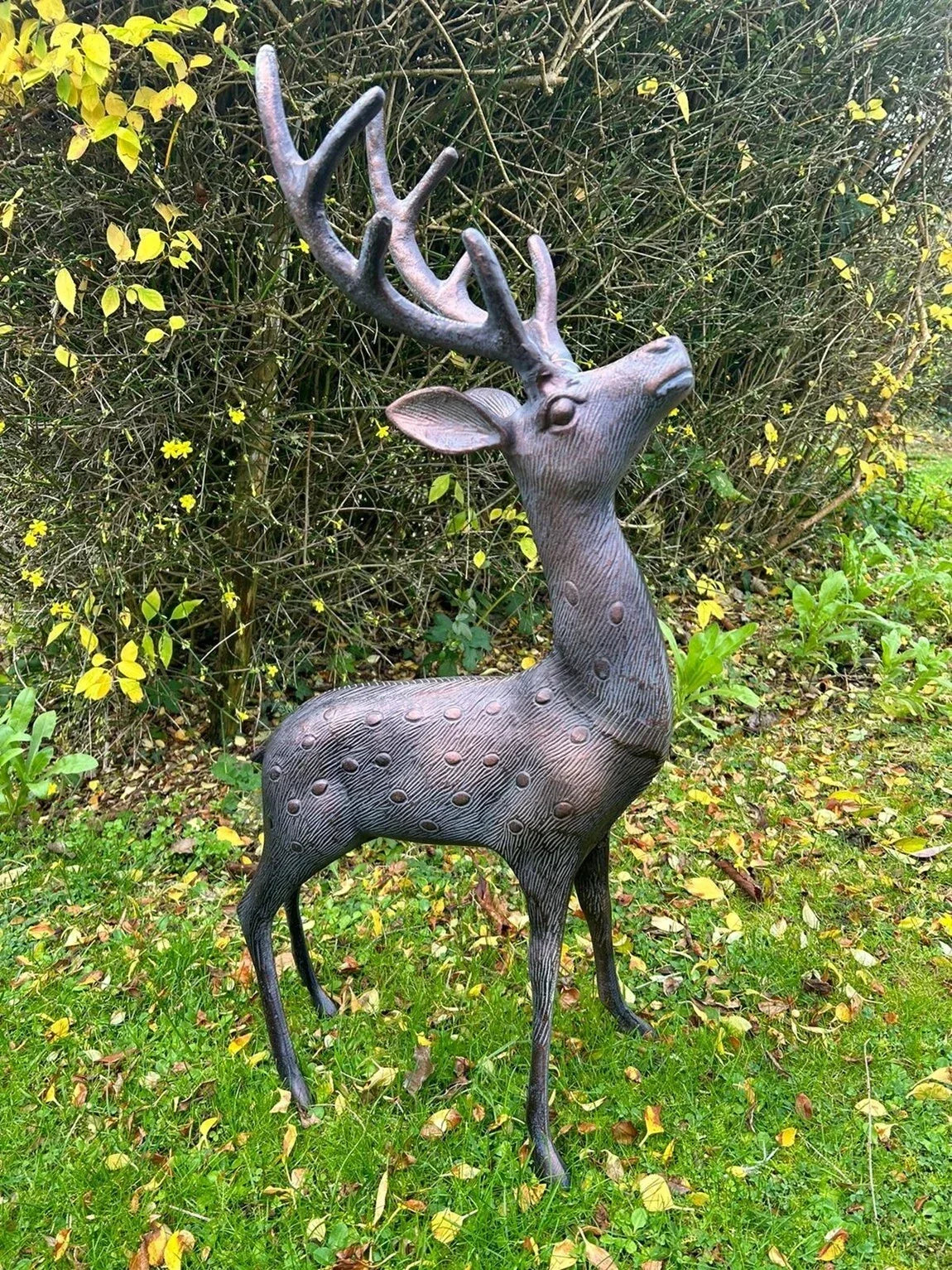 Aluminium Stag Garden Sculpture Ornament Cast Aluminium With Aged Finish Corbycart