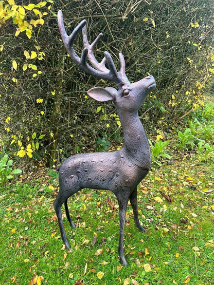 Aluminium Stag Garden Sculpture Ornament Cast Aluminium With Aged Finish Corbycart