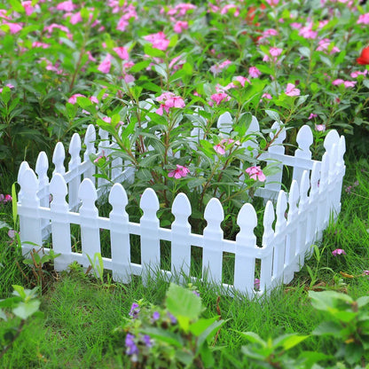 4,8,12 PCS White Plastic Picket Fencing Wooden Effect Lawn Border Edge Garden Edging Corbycart