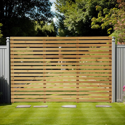 6ft Contemporary Slatted Rough Sawn Treated Fence Panel Corbycart
