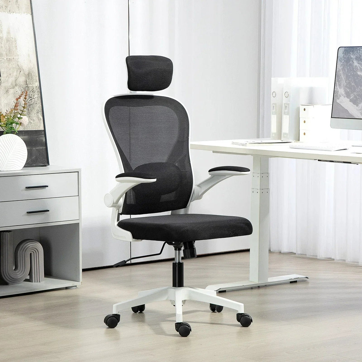 Ergonomic Mesh Office Chair with Headrest, Lumbar Support, Black CorbyCart