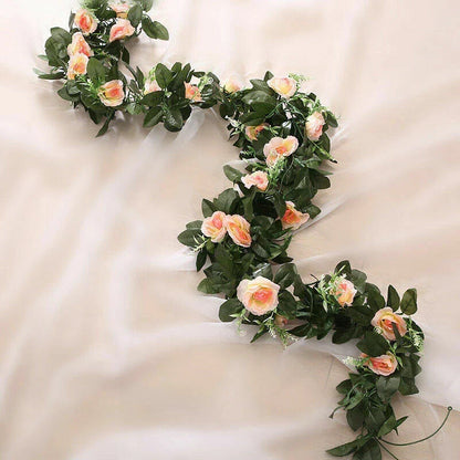2.5m Artificial Flower Silk Rose Leaf Garland Vine Ivy Home Wedding Garden Corbycart
