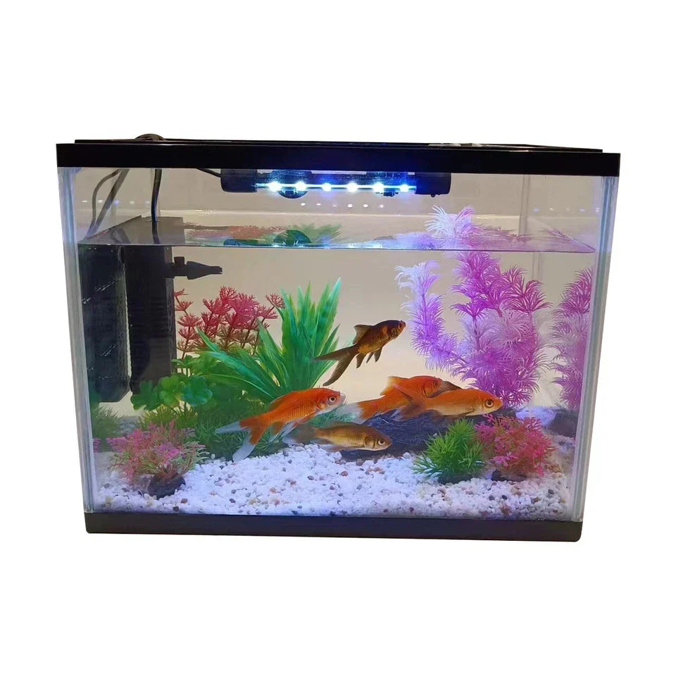 26L LED Glass Aquarium Fish Tank Starter Kit Fish Net, Led Light Air Pump CorbyCart