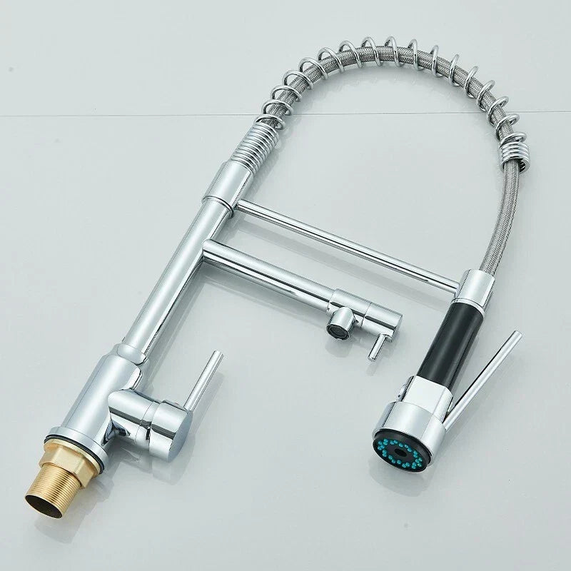 Modern Monobloc Pull Out Kitchen Mixer Tap Dual Spout Spray Single Lever Chrome
