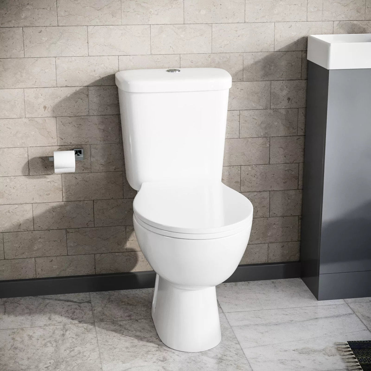 Nes Home Close Coupled Toilet Bathroom WC Pan, Toilet Seat & Cistern CorbyCart