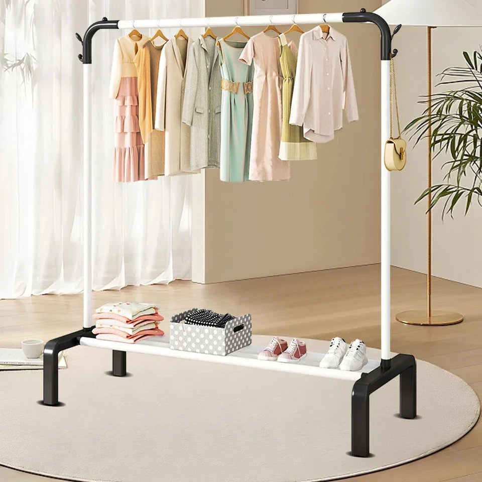 Heavy Duty Metal Clothes Rack Single Rail Garment Dress Indoor CorbyCart