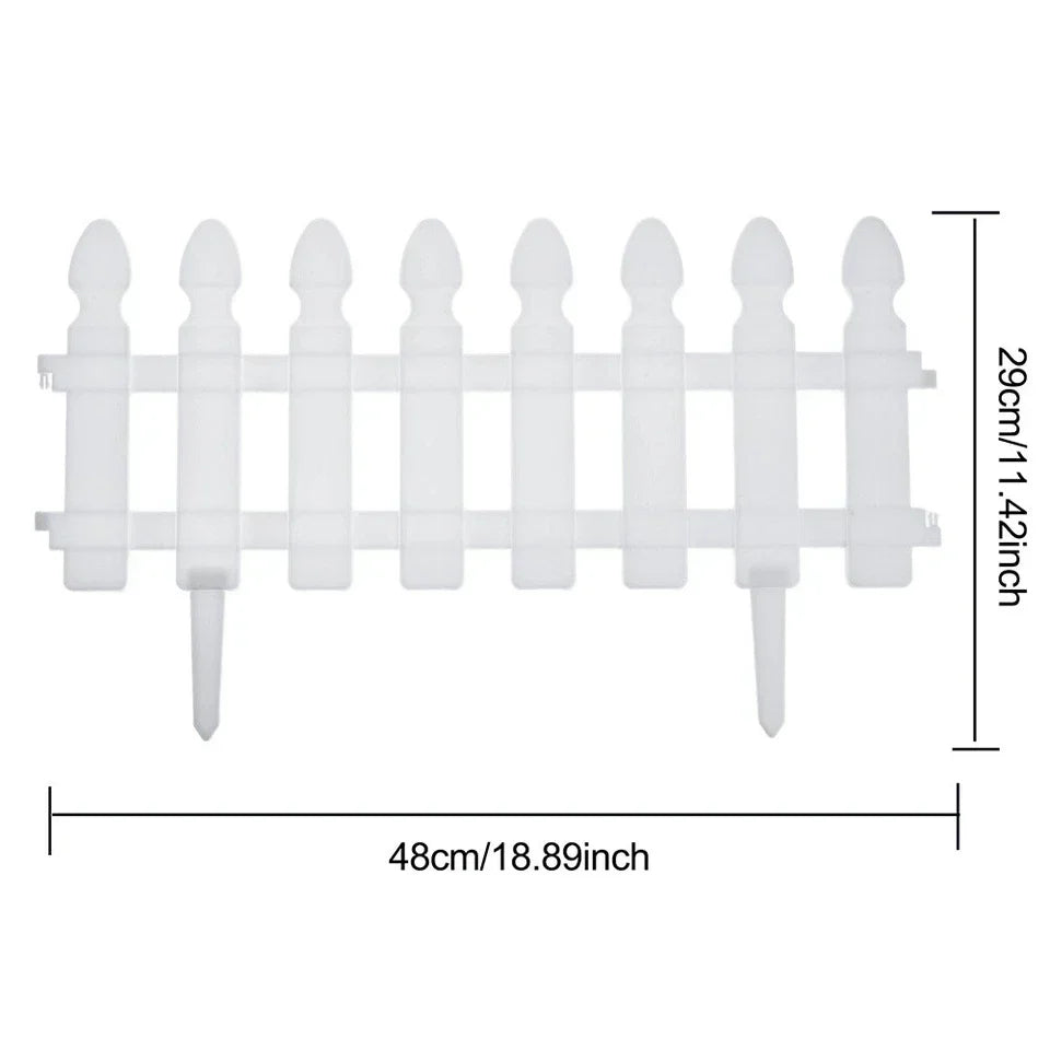 4,8,12 PCS White Plastic Picket Fencing Wooden Effect Lawn Border Edge Garden Edging Corbycart