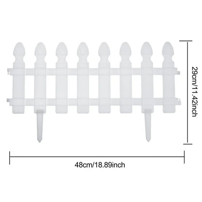 4,8,12 PCS White Plastic Picket Fencing Wooden Effect Lawn Border Edge Garden Edging Corbycart