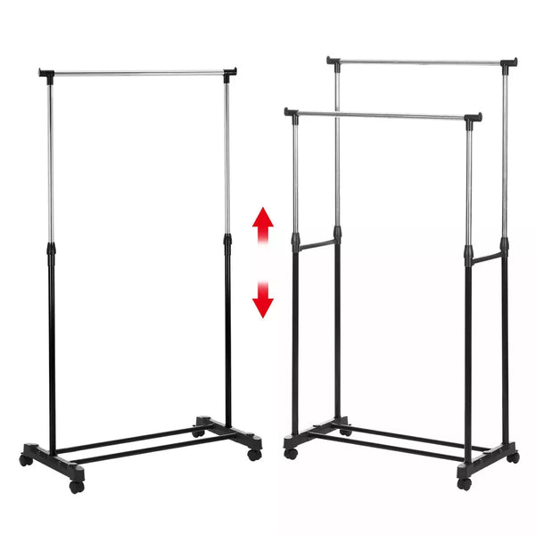Metal Clothes Rail Storage Garment Shelf Hanging Display Stand Rack CorbyCart