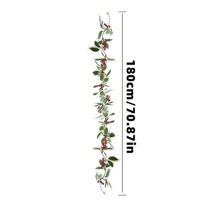 2M Christmas Garland Holly Leaf Red Berries Winter Fireplace Hanging Party Decor CorbyCart